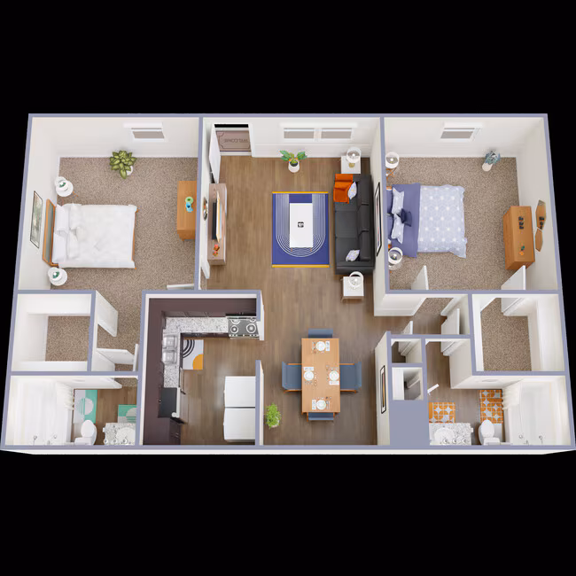 2 Bedroom / 2 Bathroom 1013 floor plan